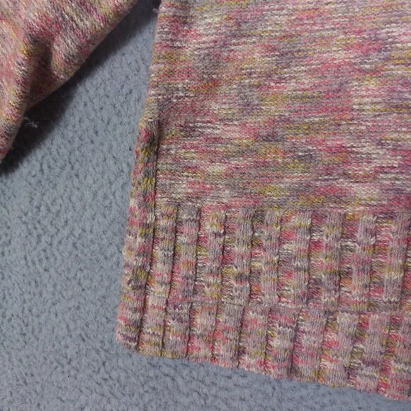 Pilcro Sweater Women's Medium Pink Speckle Knit Deep V-Neck Side Slits Oversized - Picture 8 of 12